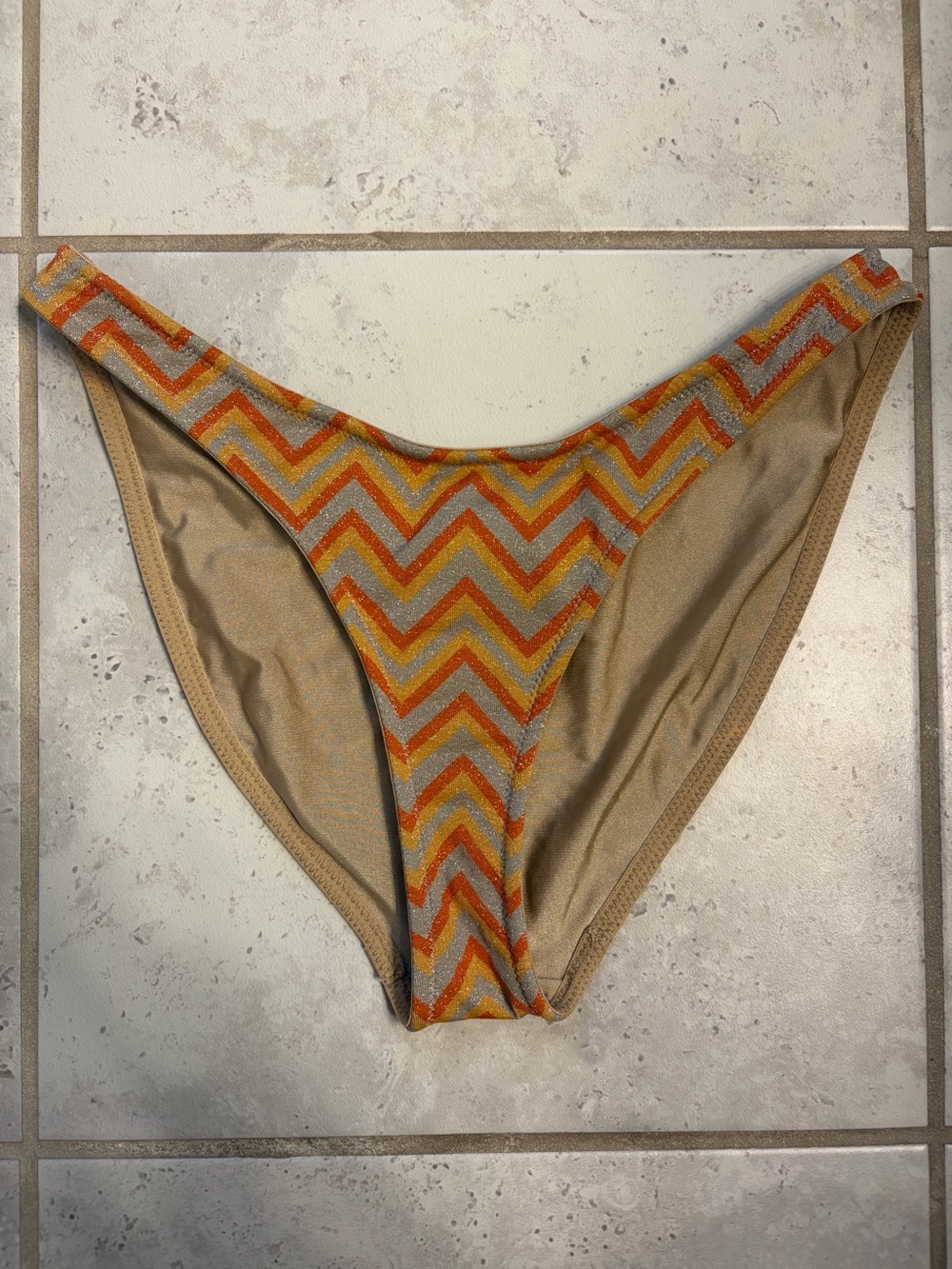Triangl | Zig Zag Chevron Glitter Sparkle Shimmer Maia Bikini Bottoms | Sz M